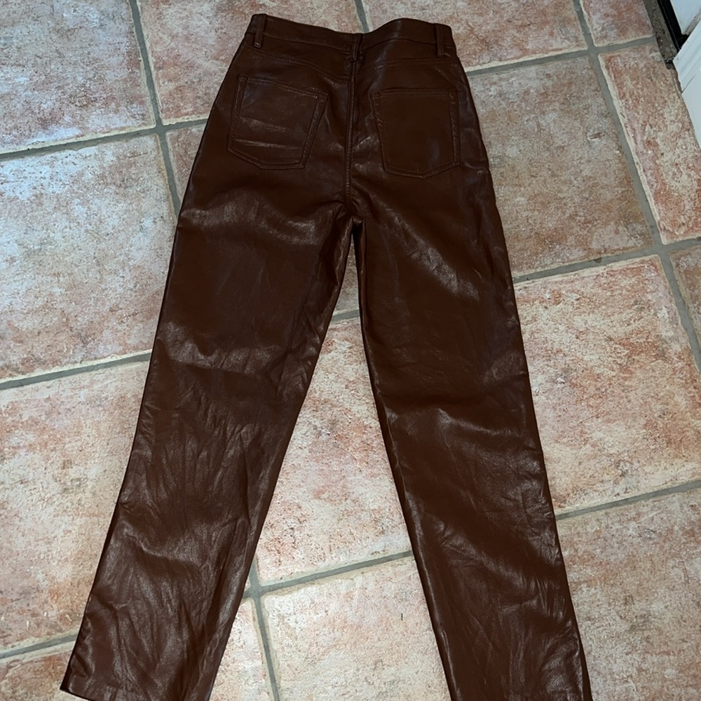 Wilfred aritzia leather brown pants